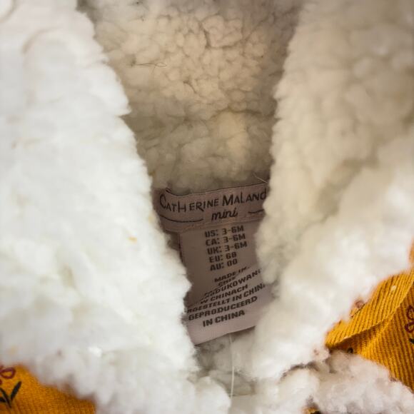 Catherine Malandrino Mini Baby Vest 3-6M Corduroy Faux Fur Hood Bear Ears Floral - Picture 4 of 7